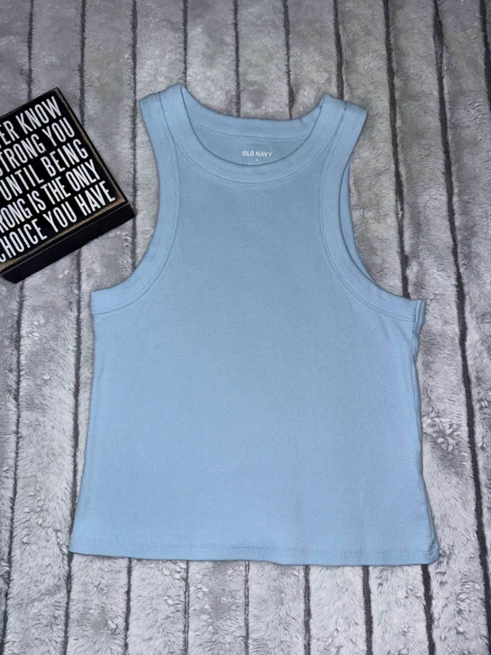 Old Navy Light Blue Ribbed Tank - Women's Sleeveless Crop Top